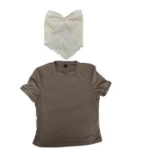 SHEIN Cream Ribbed Knit Top